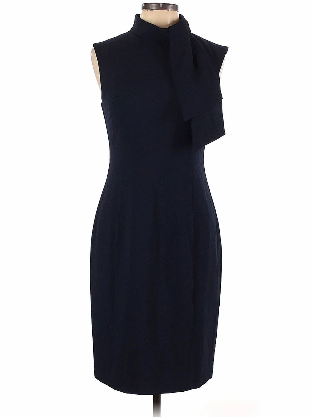 Sleeveless Navy Midi Dress with Neck Tie